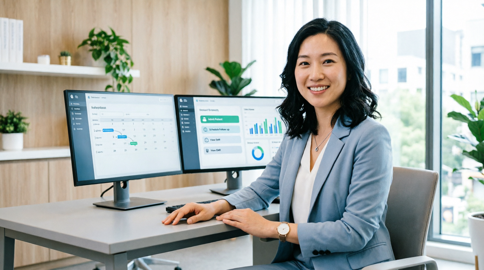 Doctor reviewing AI healthcare analytics on tablet